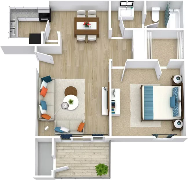 Deluxe 1 Bedroom 108N floor plan